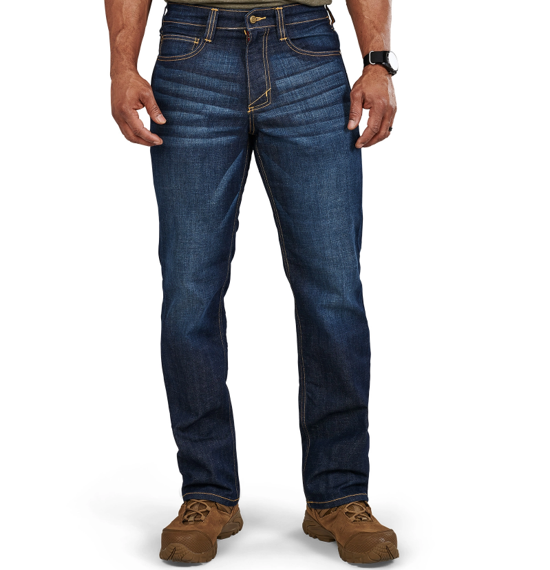 5.11 Tactical Men's Defender-Flex Straight Leg Jeans, Size: W36, L32, Dark Wash Indigo