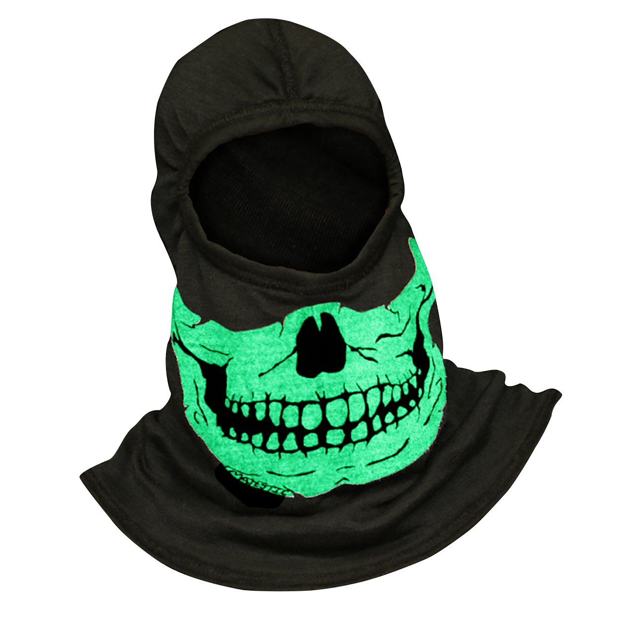 Majestic Apparel Fire Ink Glow In The Dark Green Skull Hood