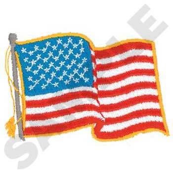 U. S. A. Waving  Flag Embroidery