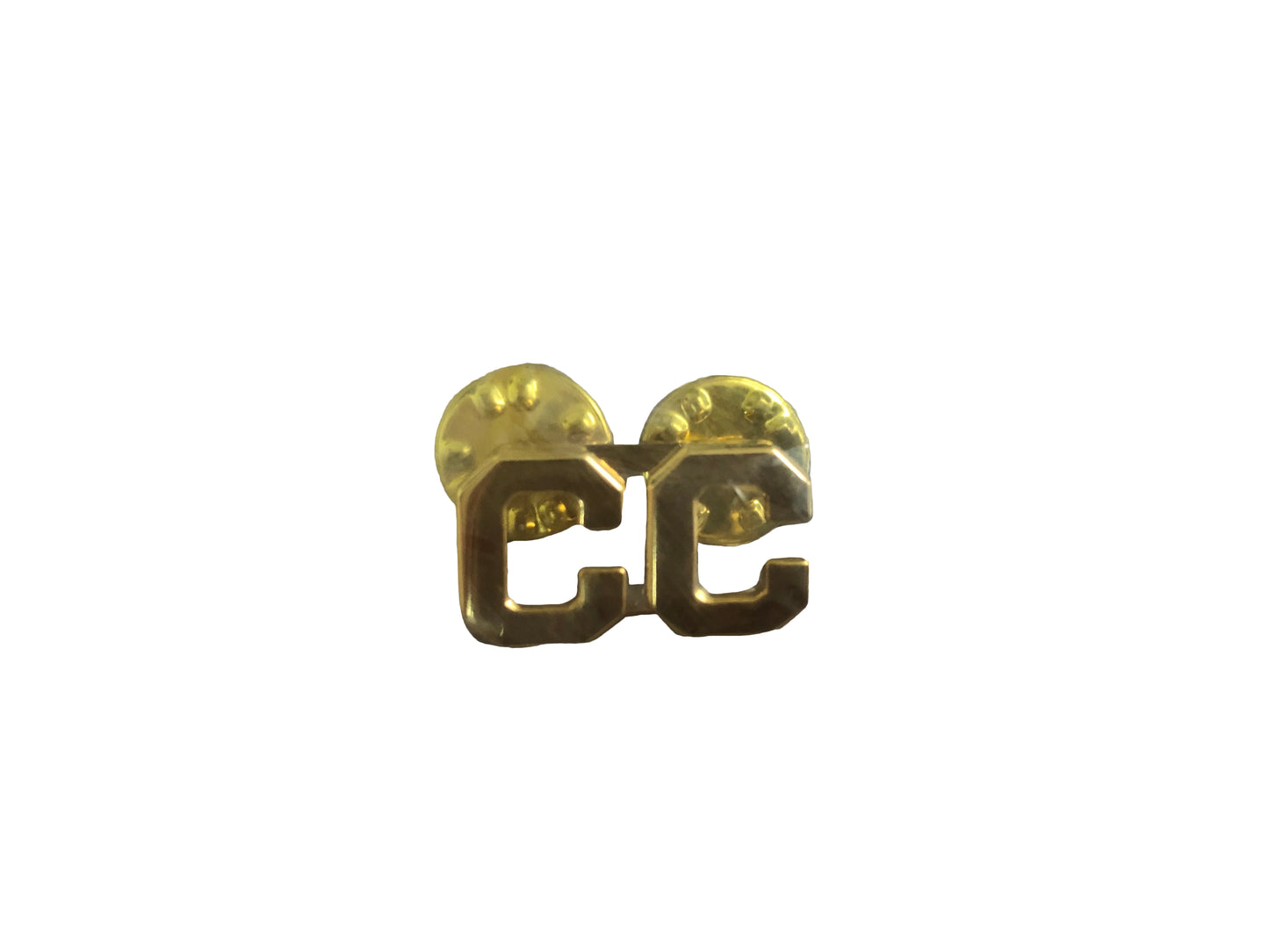 Pair of Two Gold CC Collar Brass
