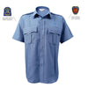 New Rochelle Blue Embroidered LION Short Sleeve Shirt