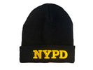 NYPD Black/Gold Embroidered Knit Winter Hat