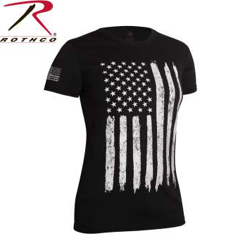 Rothco Womens Distressed US Flag Long T-Shirt