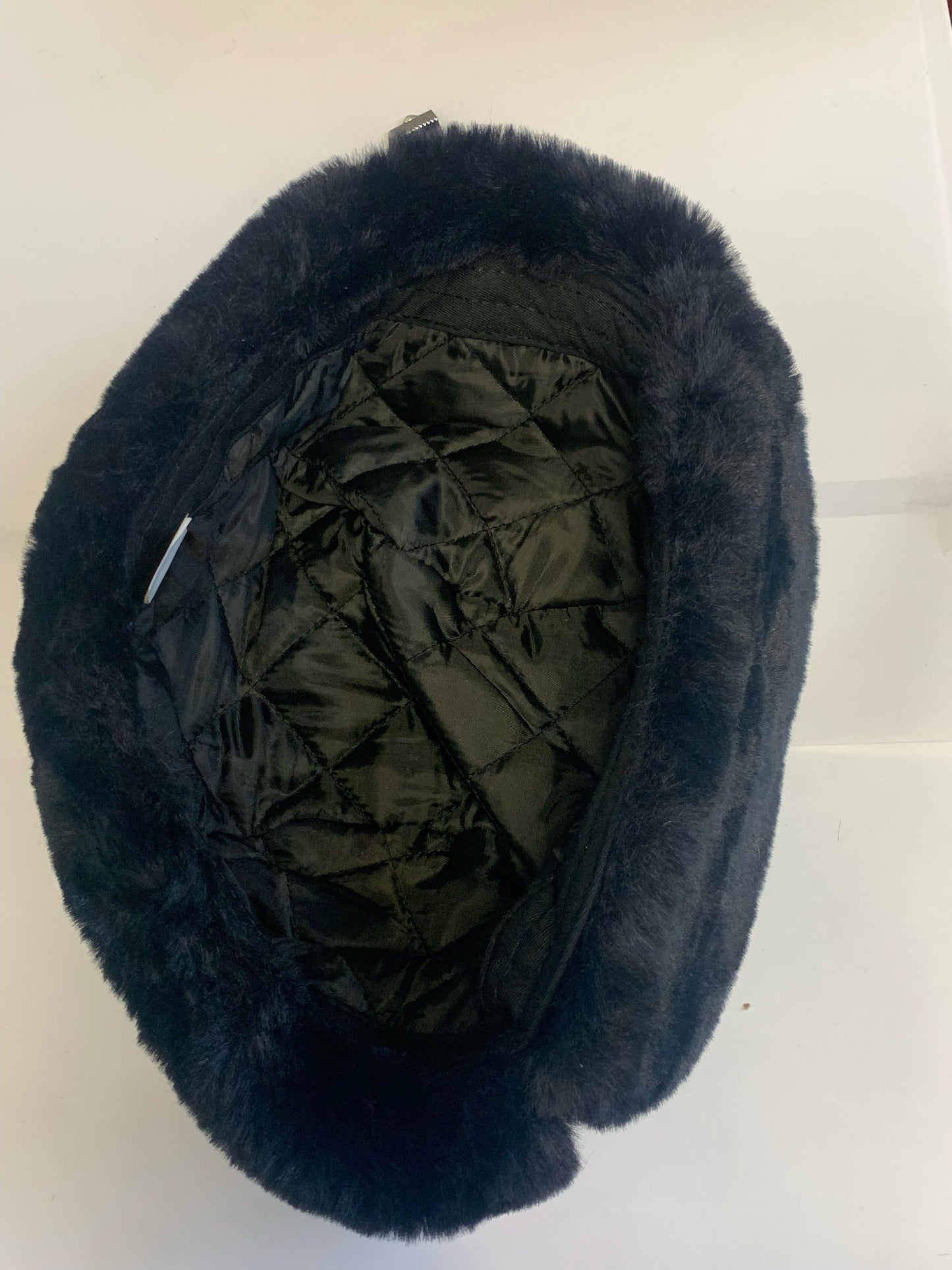 Taslon Faux Fur Trooper Cap Navy Blue