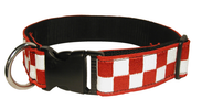 Boston Leather 1-1/2" K-9 Red & White Nylon Collar