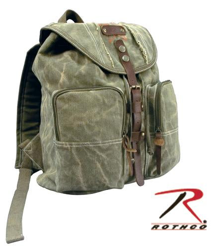 Rothco H.W. Olive Drab Stonewashed Backpack w/Leather Accents