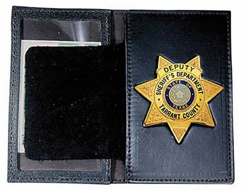 BOSTON LEATHER BOOK STYLE BADGE WALLET: Shield Cutout (150-S-4144)