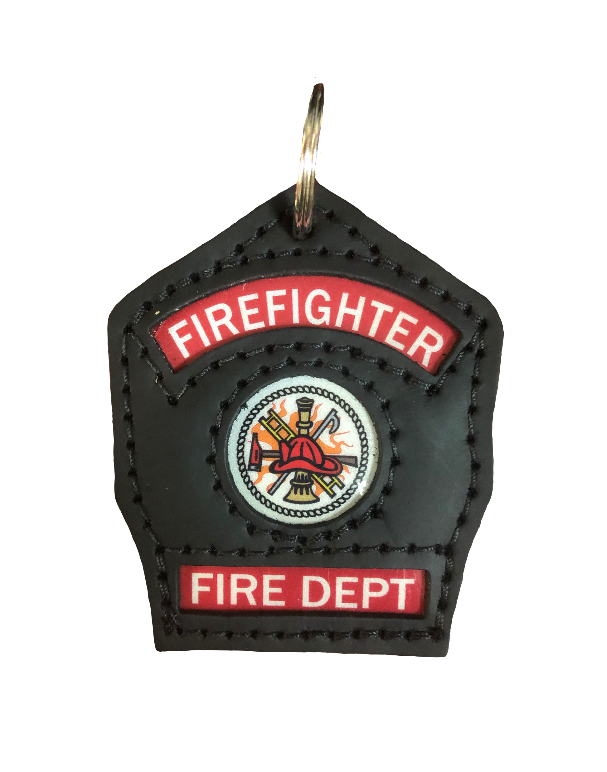 Firefighter Key Chain Shield in Black