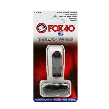 Fox 40 MINI Whistle with Lanyard Referee-Coach Safety Alert Black 9803-0008