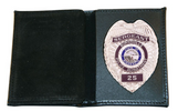 Boston Leather Book Style Badge Wallet with Vertical Credit Card Slots